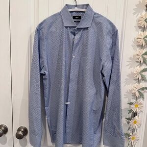 Boss Hugo Boss Sharp Fit Men’s Dress Shirt | Size 17 1/2 34/35 | Blue